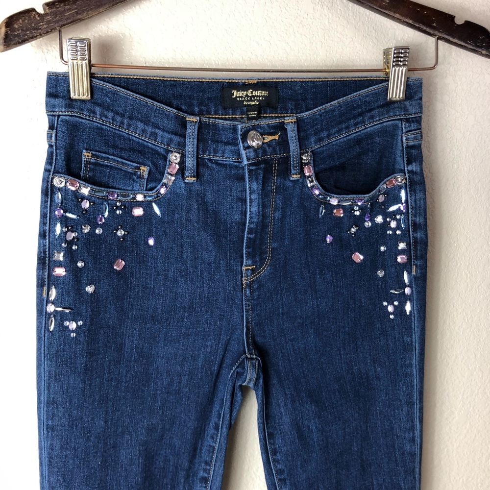 High Rise Juicy Couture Bedazzled Denim Skinny Jean - Picture 2 of 4